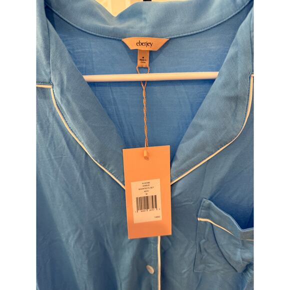 Eberjey Women's Cornflower Blue White Gisele Modal Relaxed Shortie PJ Set Size M - Picture 5 of 8